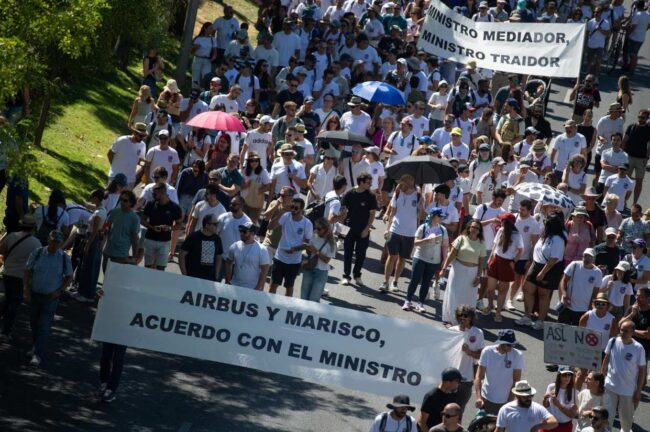 Los trabajadores Airbus protestan en Madrid